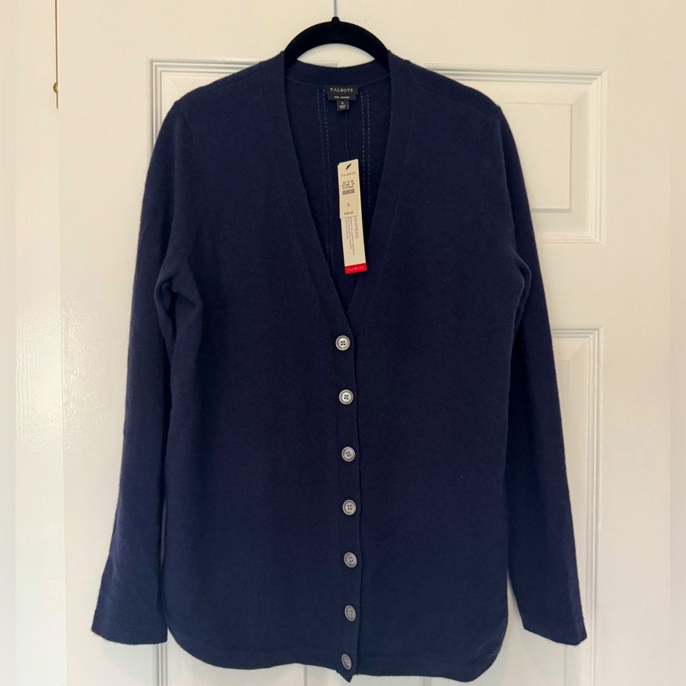 Talbots Women's Navy Cashmere Cardigan Sweater